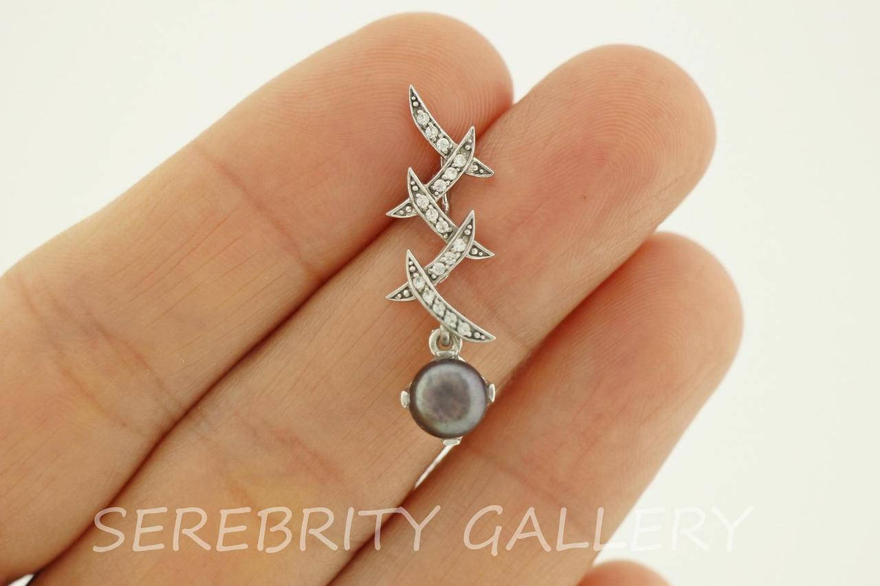 

Серебряный подвес Клико р черное I 362178 Rd Bk.W