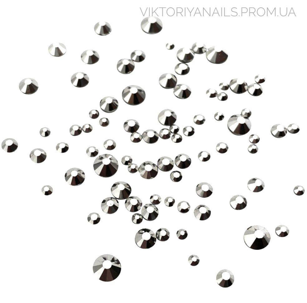 

Камни стекло серебро Микс размеров S3-SS12, 100шт