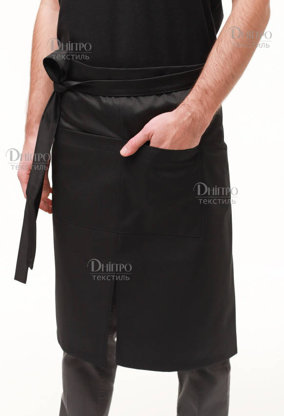 

Фартук черный для официанта с разрезом. Униформа для персонала