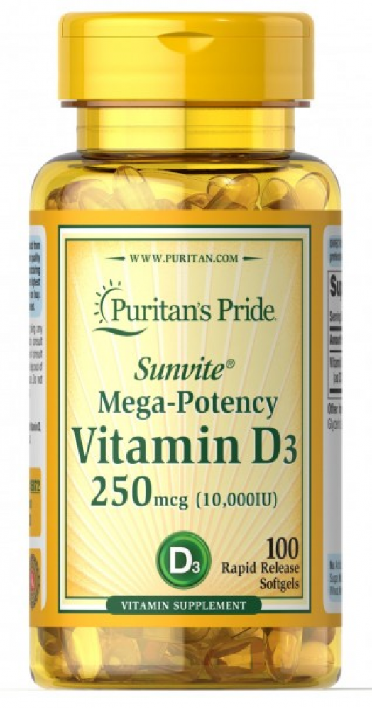 

Витамин Д3, Vitamin D3, Puritan's Pride, 10,000 МЕ, 100 капсул