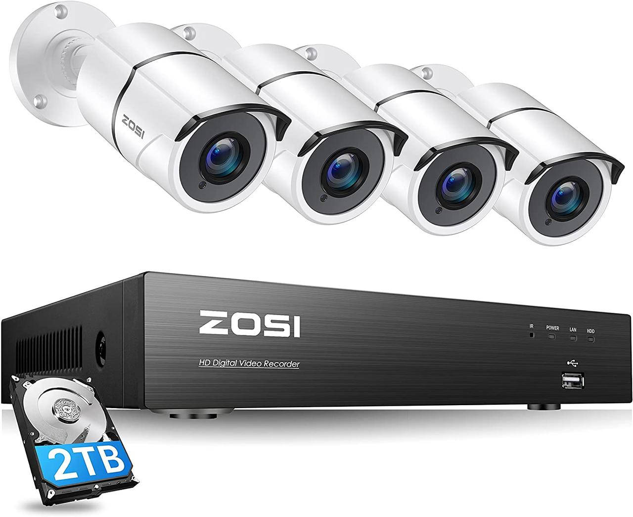 

Комплект видеонаблюдения ZOSI на 4 камеры 8MP 4K + регистратор и все для монтажа / IP67 / H.265+