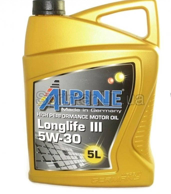 

Моторное масло 5W30 ALPINE Longlife III 5L VW 504/507/MB229.51 C3 Long 04