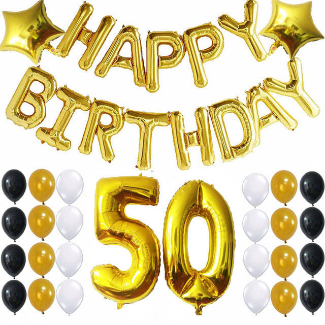 

Набор шаров на день рождения, "HAPPY BIRTHDAY" 06, Золотистый
