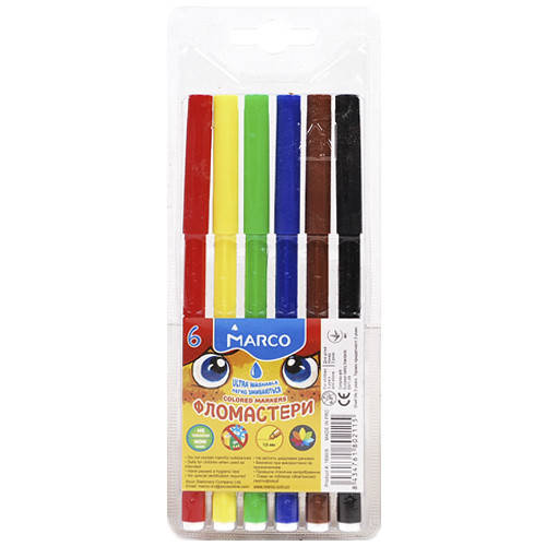 

Фломастеры смывающиеся "Marco" "Super Washable" 1690-6 FM, 6 цветов