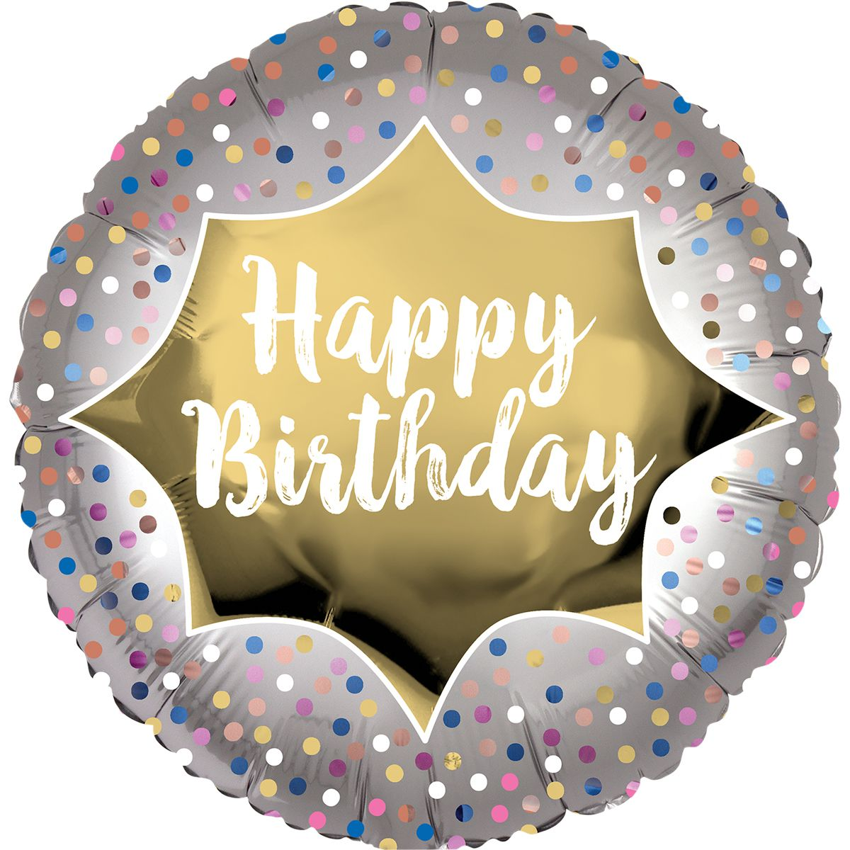 

Фольгированный шарик Anagram 18" Круг Happy Birthday белое золото, Разные цвета