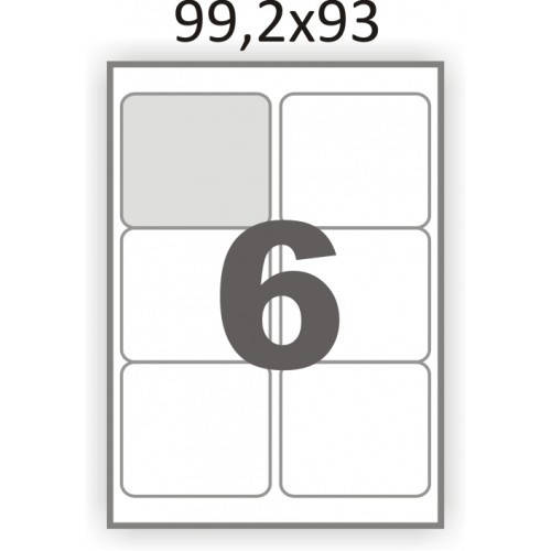 

Матовая самоклеющаяся бумага А4 Swift 100 листов 6 наклеек 99,2x93мм (арт. 00532), Белый