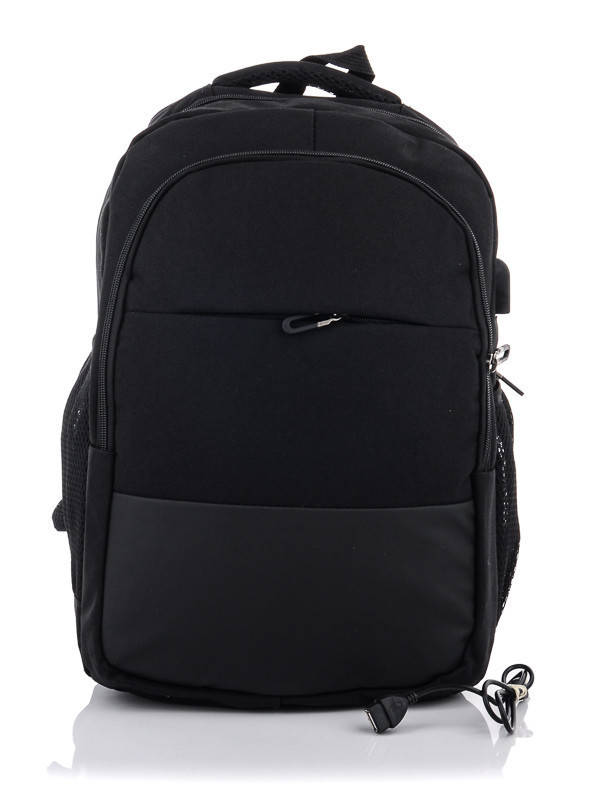 

Рюкзак спортивный городской на молнии с карманами + USB шнур 45*28 см Superbag, Черный