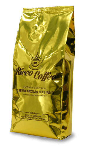 

Ricco Coffee Crema Aroma Italiano, ароматный кофе в зернах 1 кг