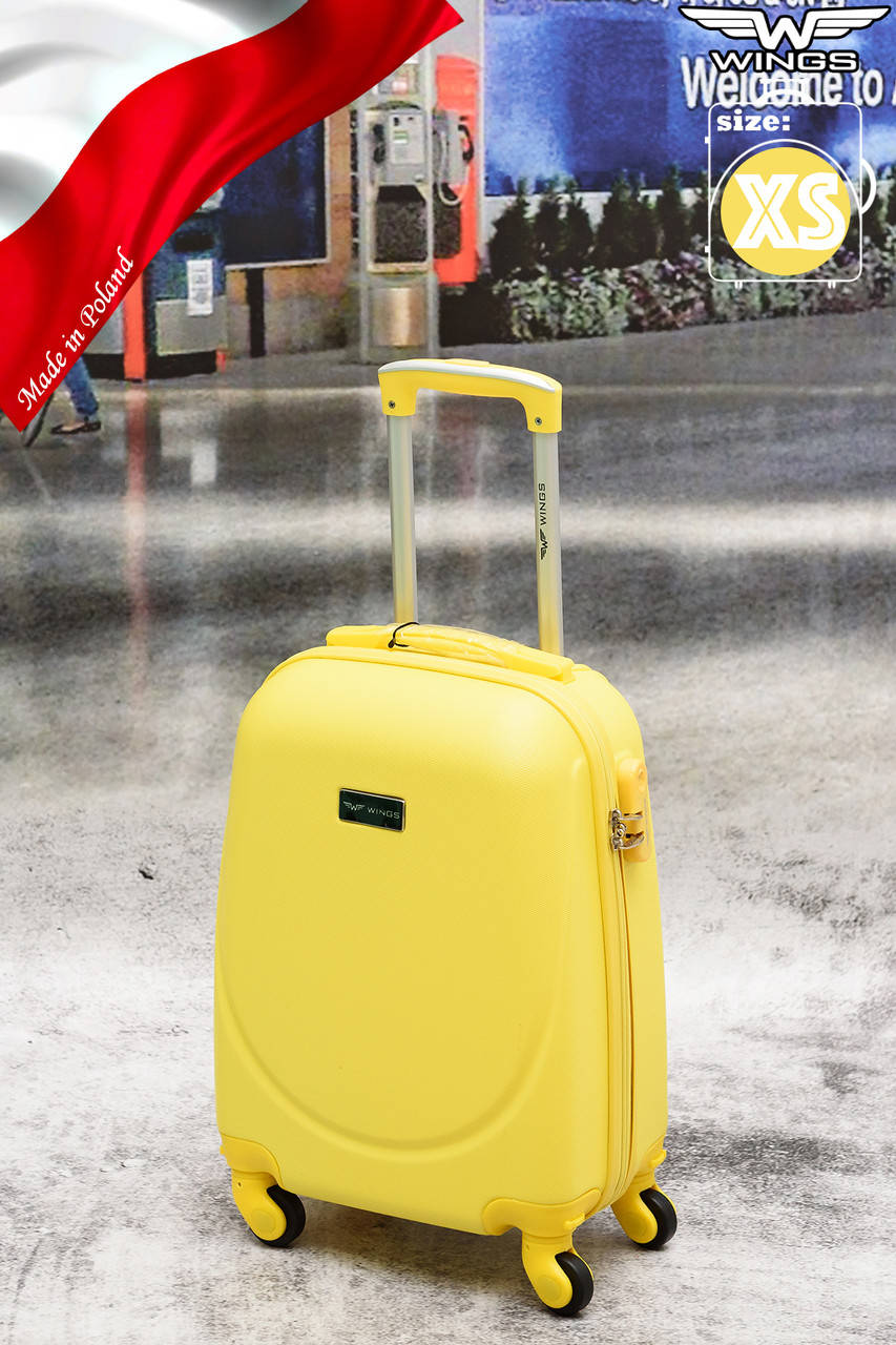

Чемодан Ударостойкий ! Малый пластиковый на четырёх каучуковых колёсах "WINGS K 310 XS" YELLOW, Желтый