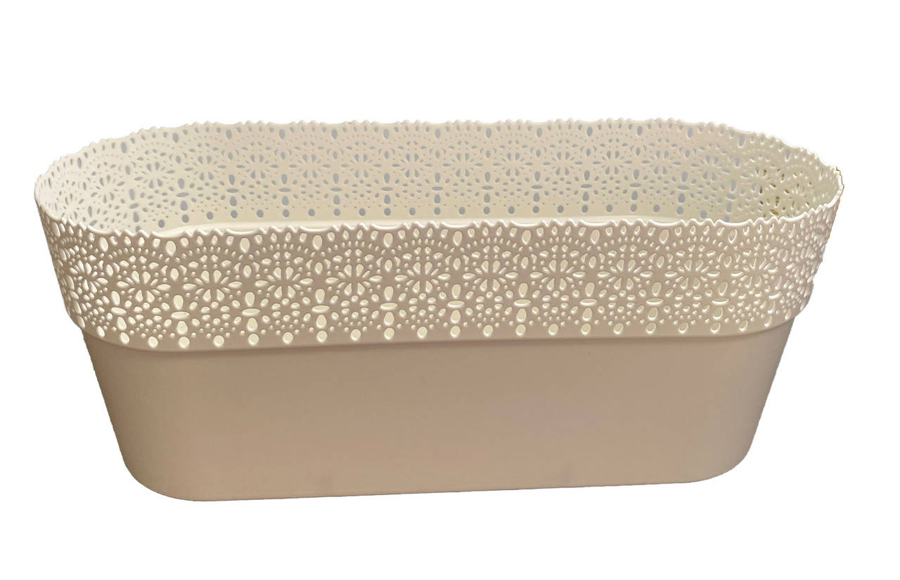 

Кашпо овальное ажурное пластиковое Ламела Белла 300мм КРЕМОВЫЙ