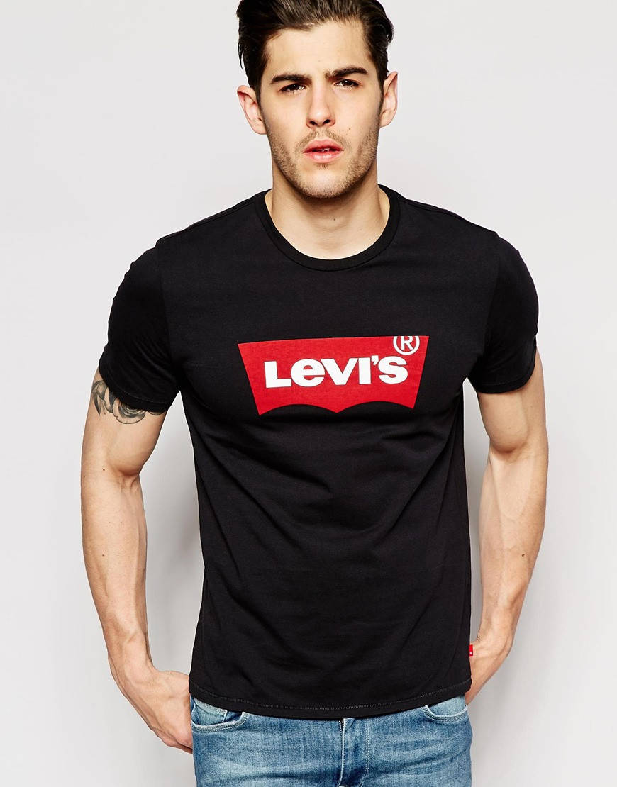 

Футболка мужская Levis, левис черная с красным XXL