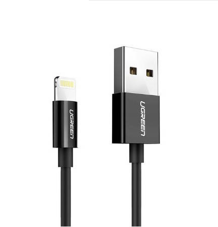 

Кабель зарядный Ugreen MFi сертифицированный lightning 2М Black (US155), Черный
