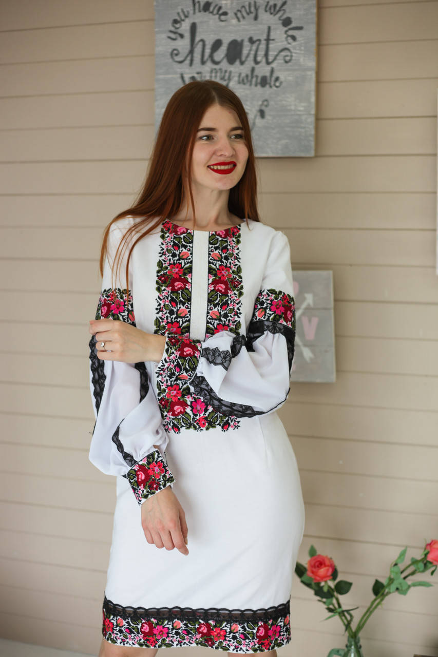 

Вышитое платье "Дорин" PJ-0017, Белый