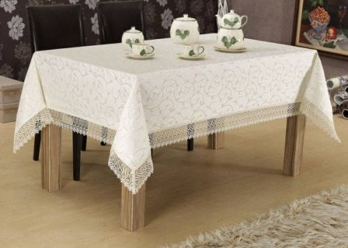 

Святкова скатертина 180*140 з мереживом, Разные цвета