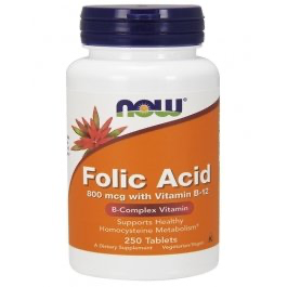 

Фолиевая кислота NOW FOODS FOLIC ACID & B12 800 МКГ - 250 ТАБ