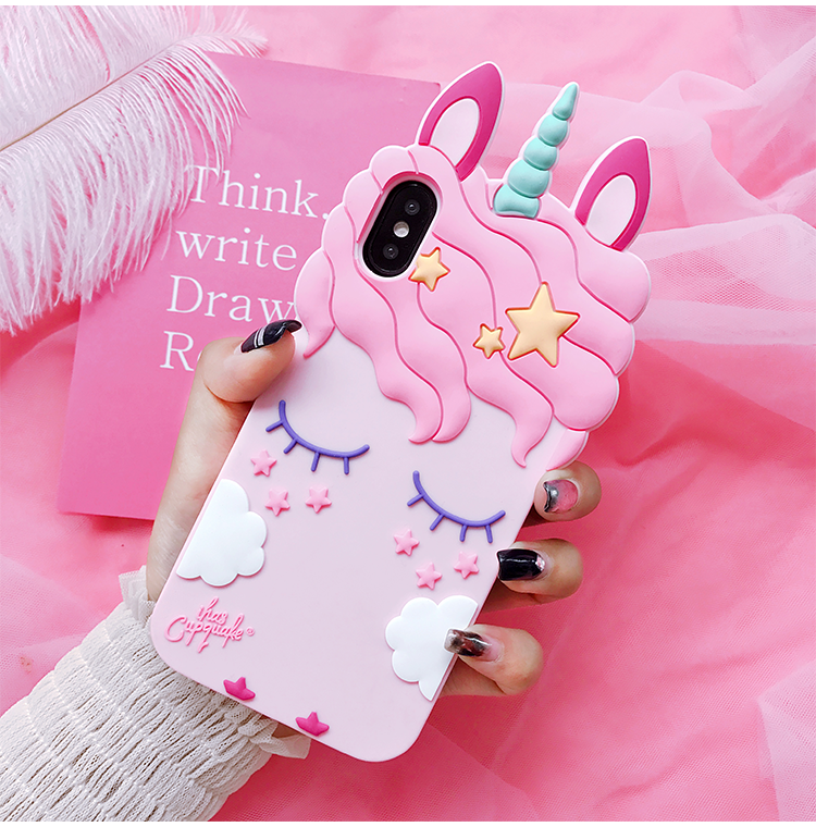 

Чехол на iPhone Х Единорог розовый