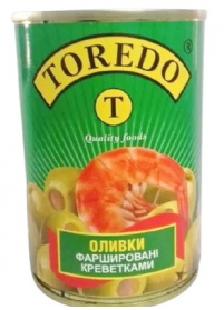

Оливки зеленые фаршированные креветкой Toredo 280 гр