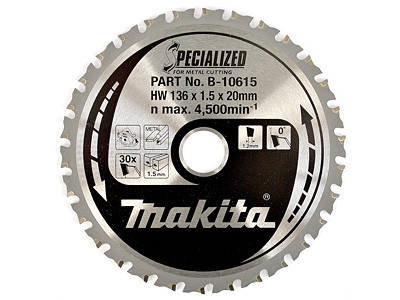 

Пильный диск по стали MAKITA Specialized (B-10615) 30 зубьев 136 мм*20мм