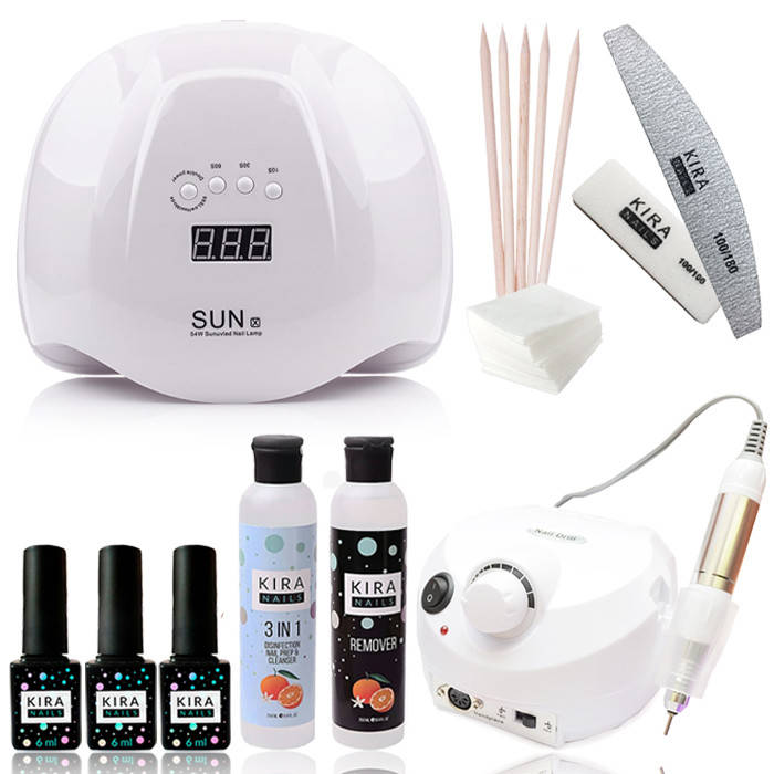 

Стартовый набор Kira Nails "Standart Sun X" + фрезер для маникюра BUCOS Nail Drill ZS-601 PRO White
