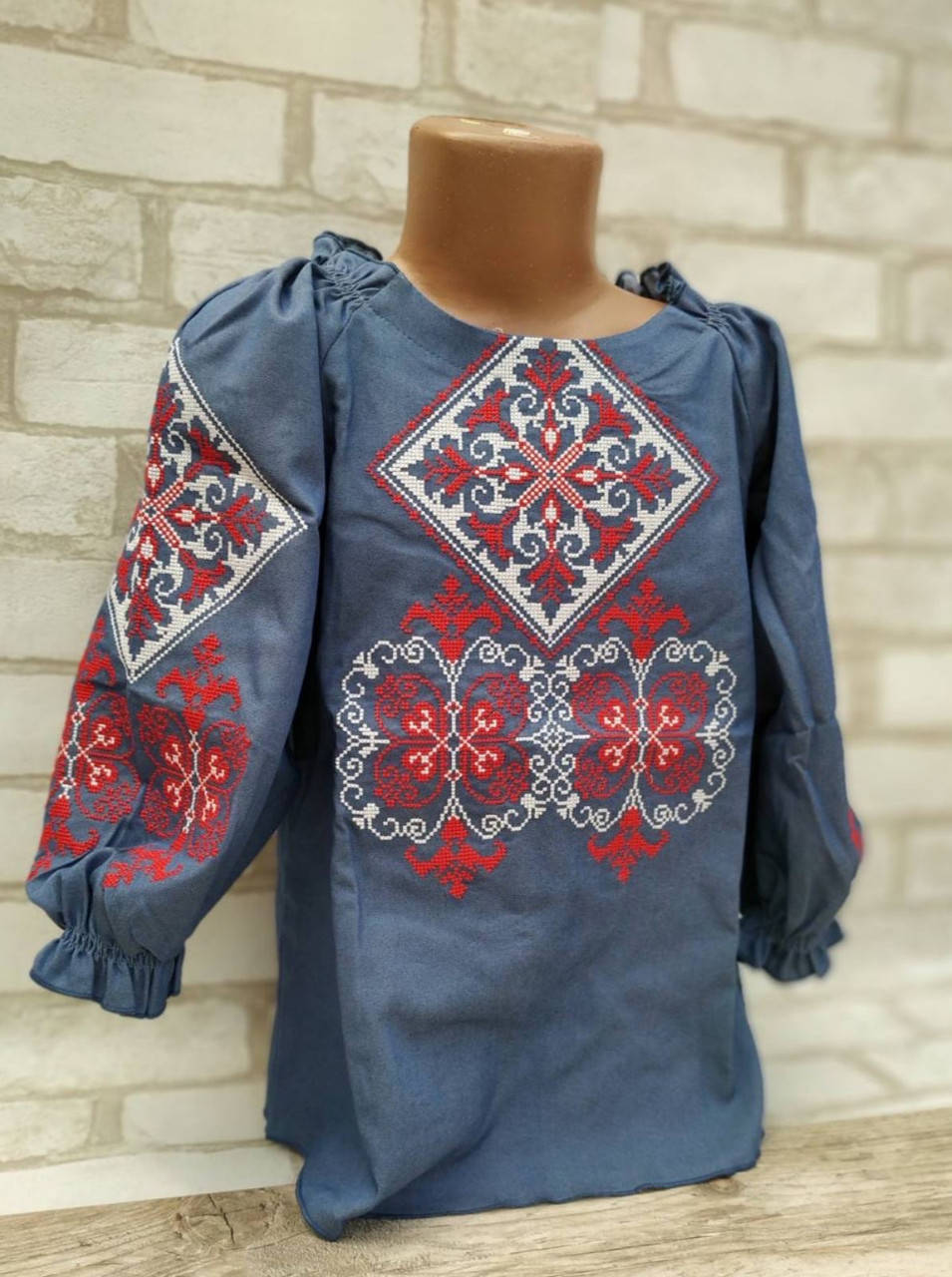 

Вышиванка для девочки, рукав 3/4, 110-152 см