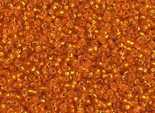 

Мiyuki 15/0 круглий 1625 Dyed Semi-Frosted Silver Lined Orange
