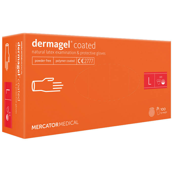 

Перчатки латексные MERCATOR Dermagel Coated WHITE неопудренные, размер , 100 шт, Белый