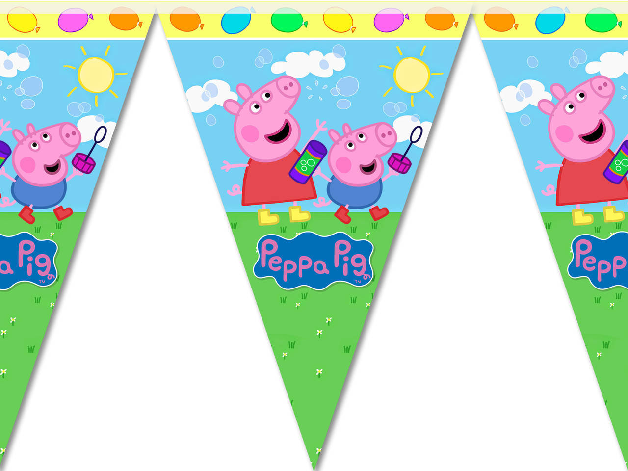 

Флажки-гирлянды 2м. (карнавальная гирлянда из флажков) вымпелы - Голубой, Свинка Пеппа-2