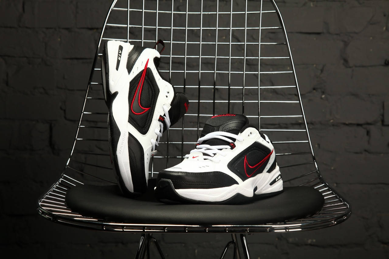 

Мужские кроссовки в стиле AIR MONARCH IV, Аір Монарх 4 черные с белым с красным, Черно-белый