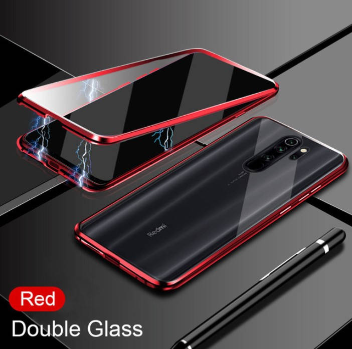 

Магнитный чехол Magnetic для Xiaomi Redmi Note 8 Pro два стекла (Разные цвета) Красный