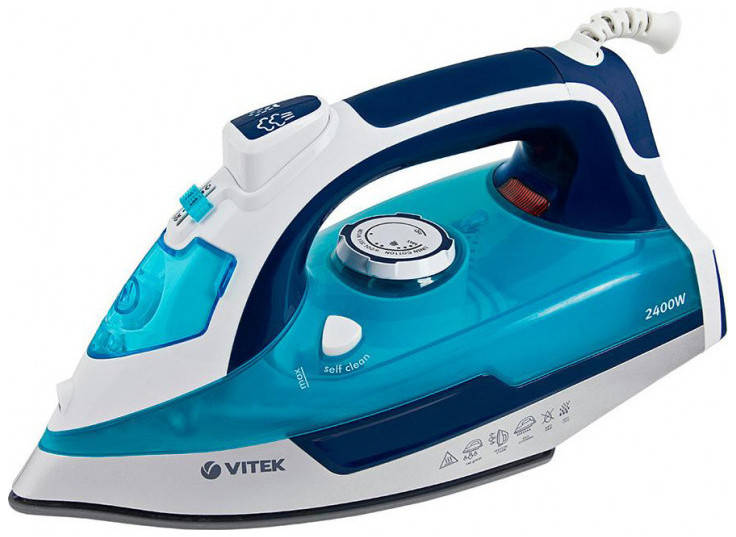 

Утюг с подачей пара VITEK VT-1266 Керамическая подошва 2400 Вт Белый / Голубой-черный