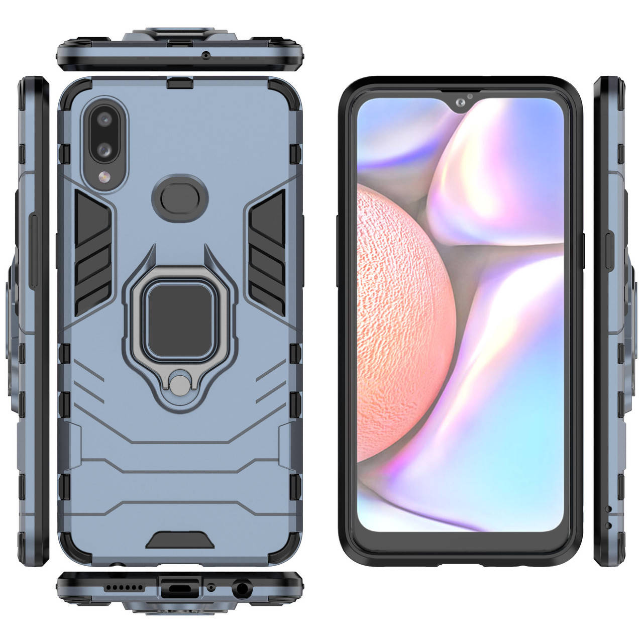 

Бронированный чехол для Samsung Galaxy A10s A107 с кольцом Navy Blue, Голубой