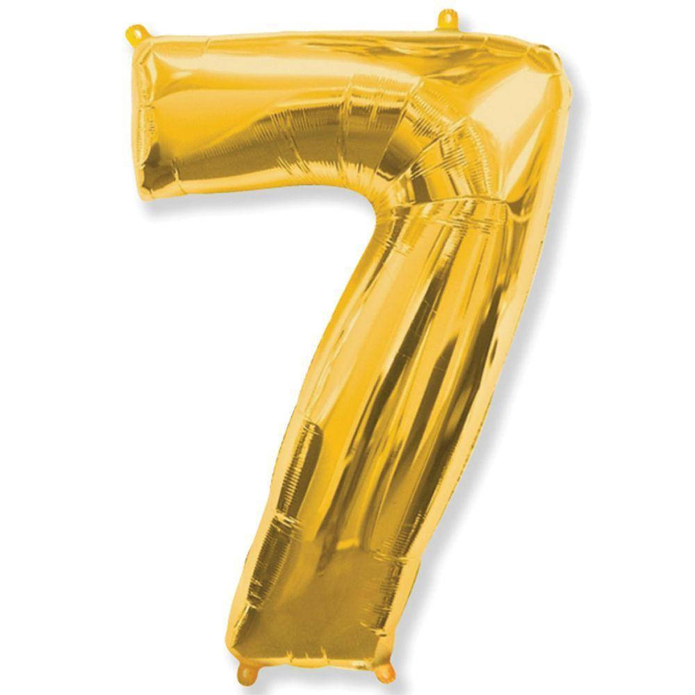 

Фольгированный шар цифра Gold "7" 32".Flexmetal упаковка, Золото