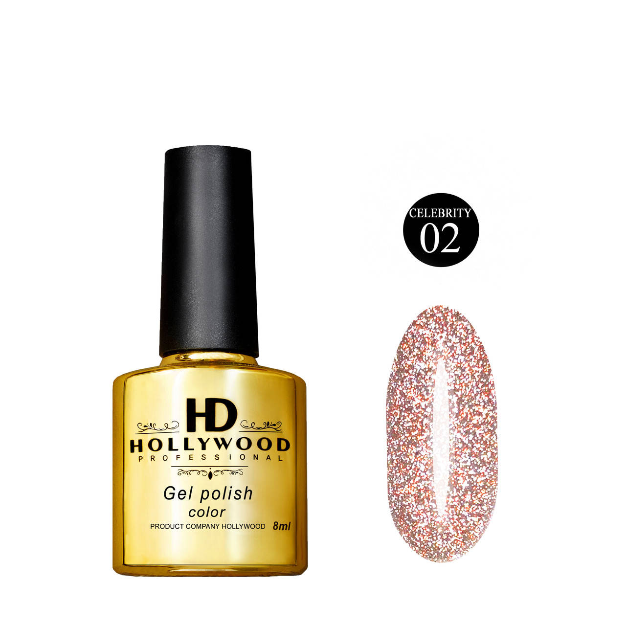 

Гель лак 02 Celebrity Светоотражающий HD Hollywood 8 ml
