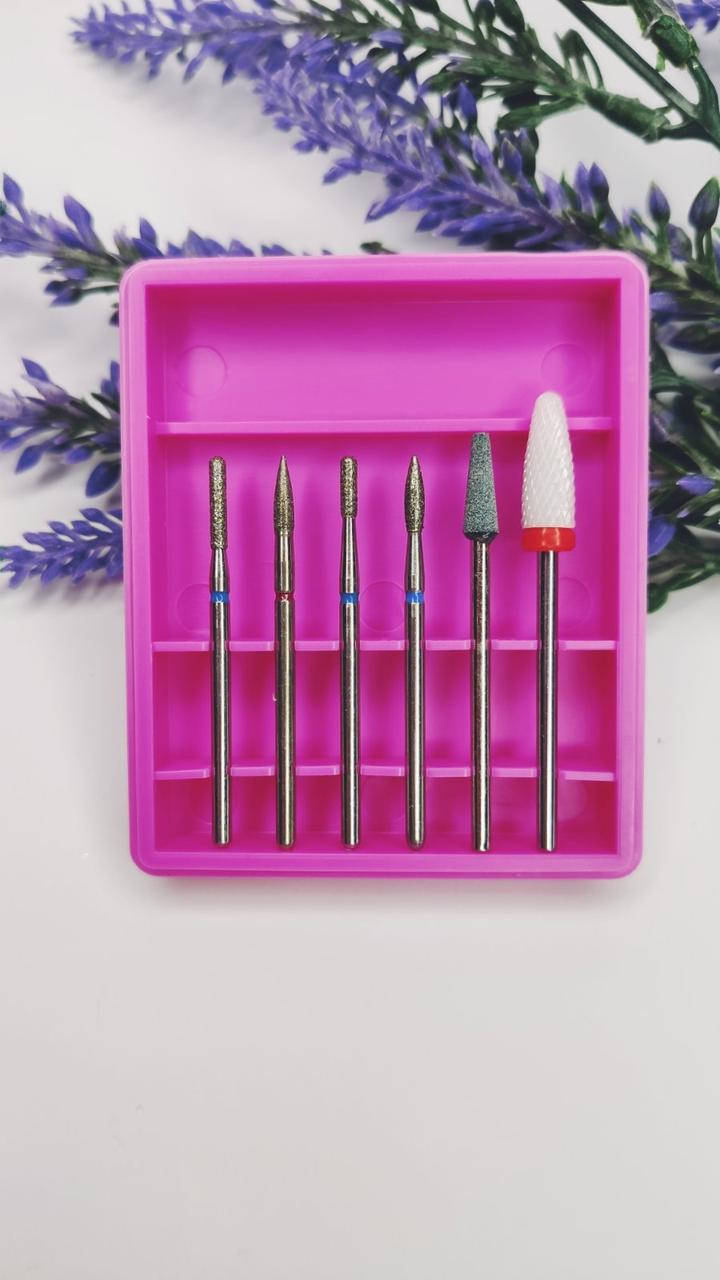 

Набор фрез для аппаратного маникюра и снятия гель-лака 6 шт, Красный