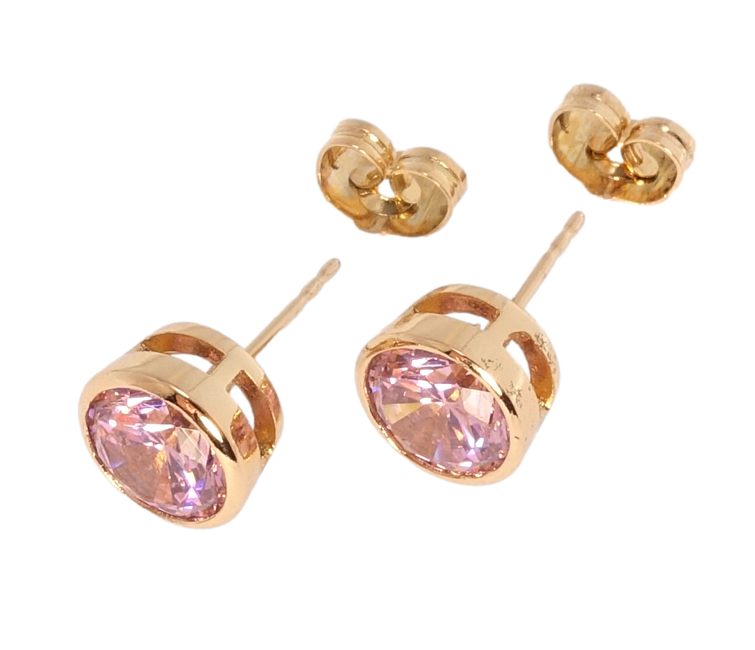 

Серьги Xuping Позолота 18K гвоздики (пусеты) "Розовые фианиты в ободковой оправе" ø 9мм