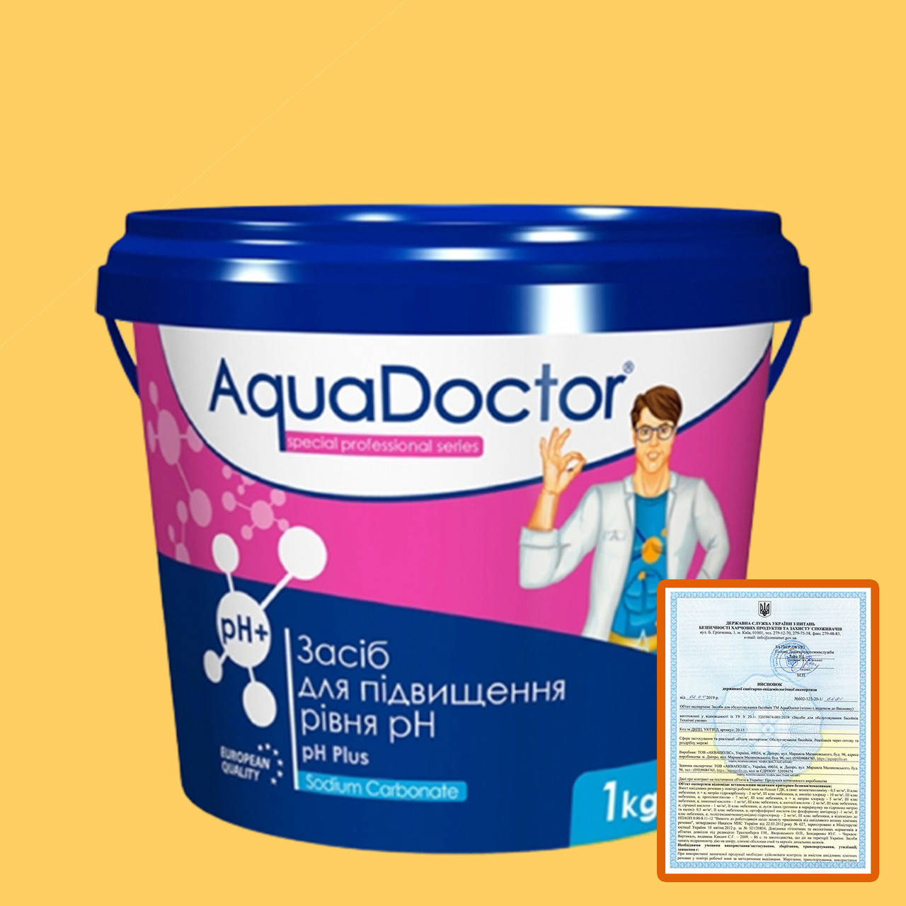 

AquaDoctor pH Plus, 1 кг. Средство Аквадоктор для повышения pH. Химия для бассейна