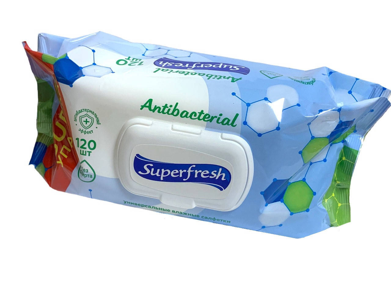 

Вологі серветки Superfresh 120шт антибактеріальні