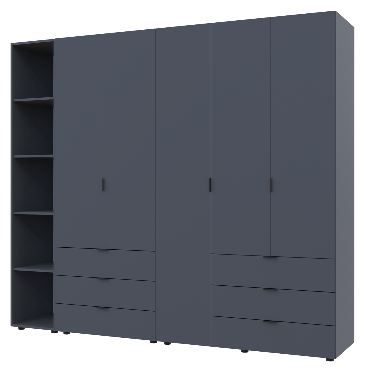 Комплект Doros Гелар з Етажеркою Графіт 2+3 ДСП 231.9х49.5х203.4 (42005057) 5