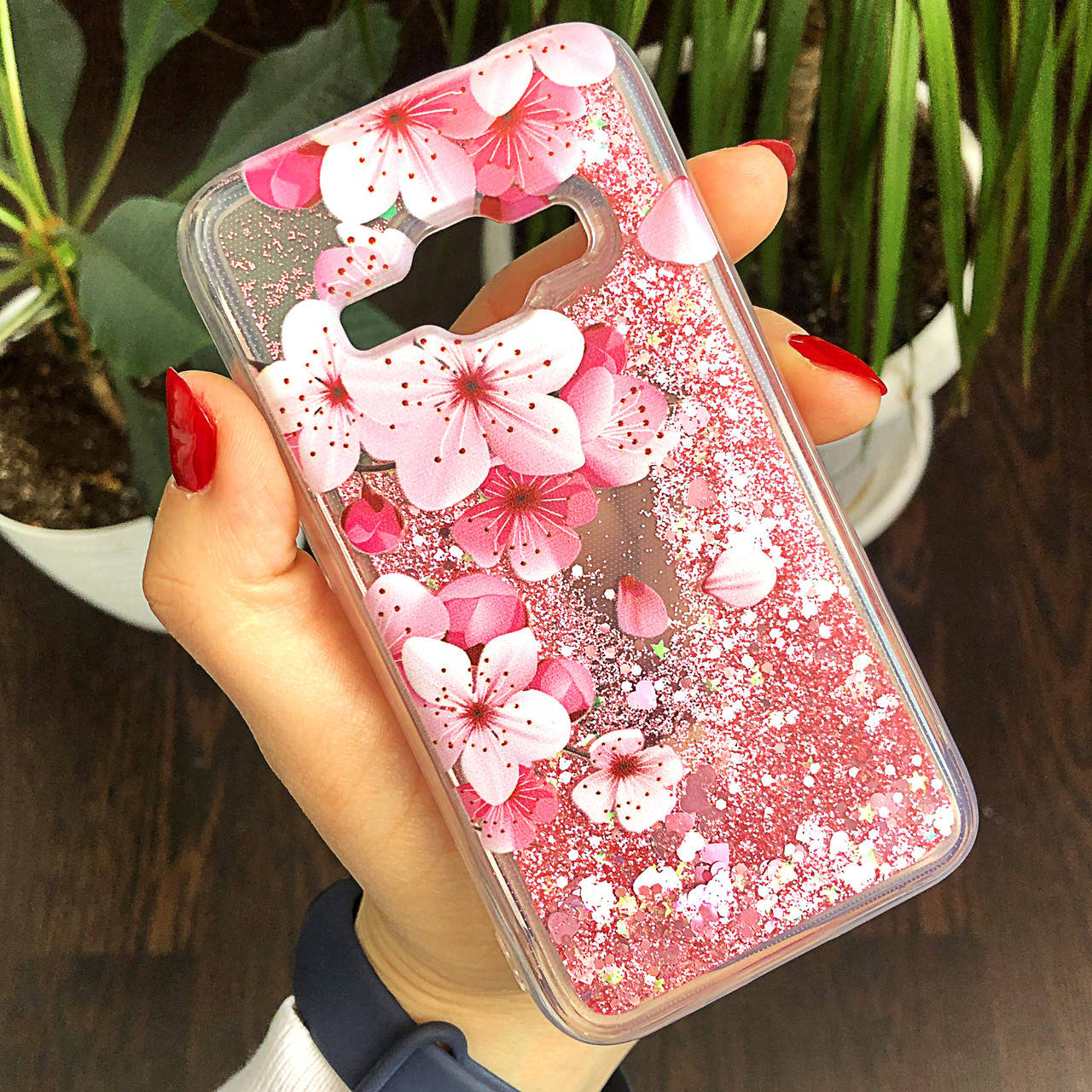 

Чехол Glitter для Samsung Galaxy J1 2016 / J120 бампер Жидкий блеск аквариум Sakura