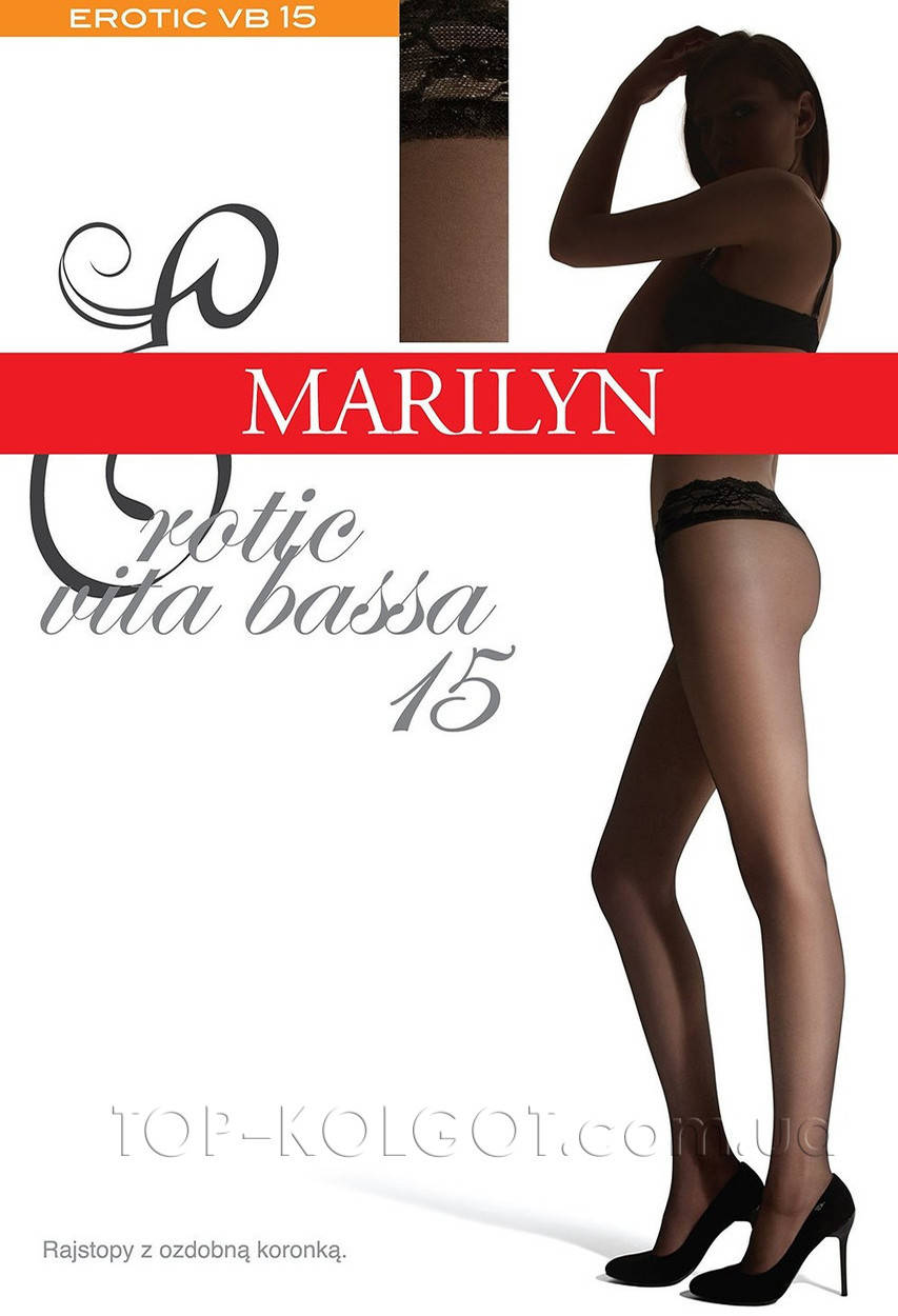 

Колготки с ажурным поясом MARILYN Erotic 15 vita bassa , NERO (черный