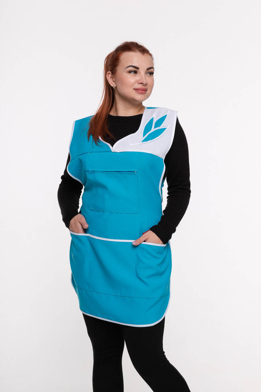 

Размеры от 48 до 56, фартук спецодежда , передник для персонала, Синий