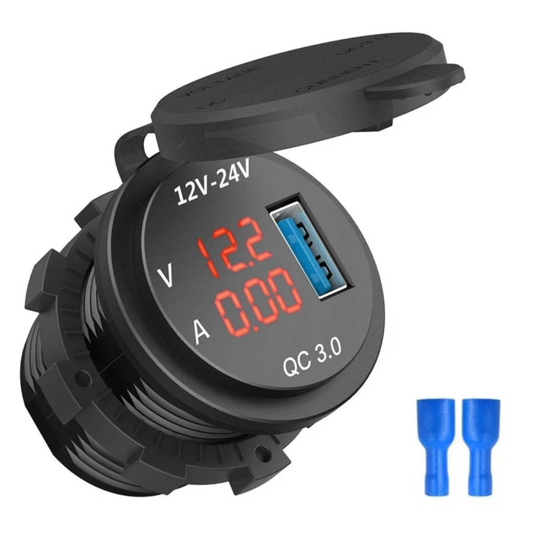 

Зарядное USB Quick Charge 3.0 + Вольтметр / БЫСТРАЯ ЗАРЯДКА QC 3.0 / Адаптер питания - врезная розетка USB