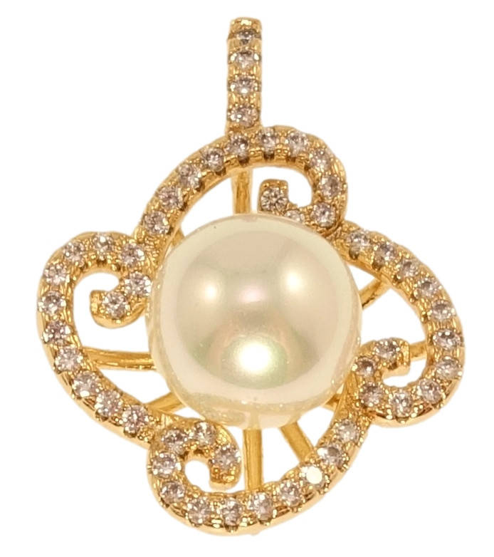 

Кулон Xuping Позолота 18K "Цветок с жемчужиной и цирконием" для цепочки до 4мм