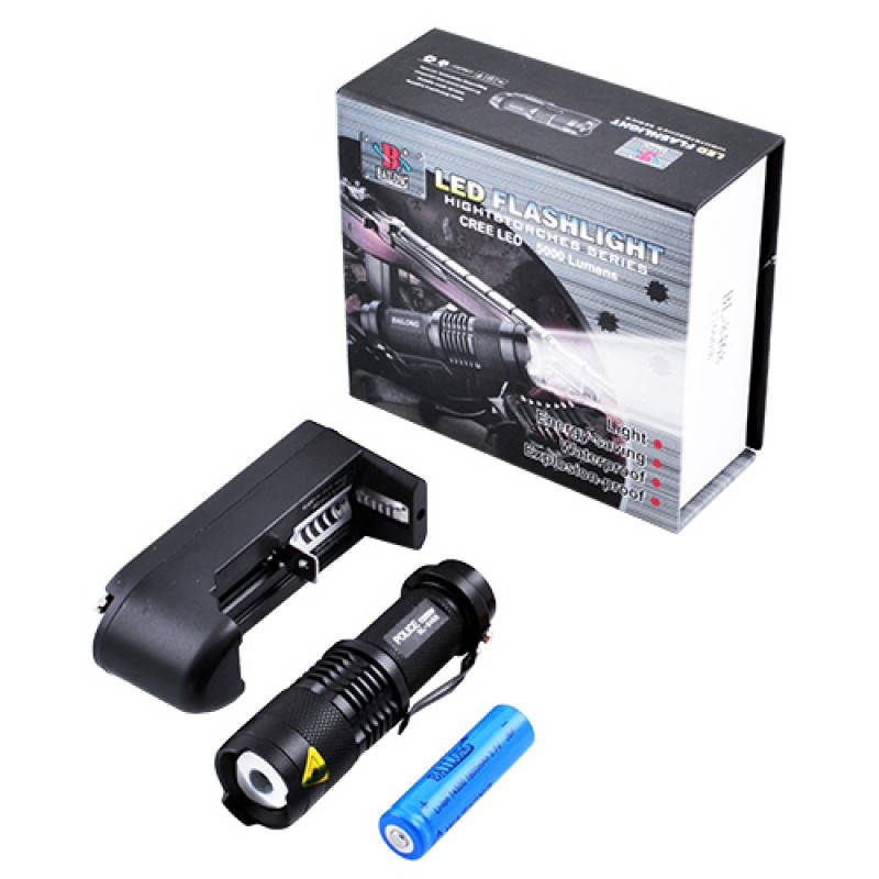 

Фонарик аккумуляторный Police Bl-8468-XPE, 1x14500 З/У 220в, Черный