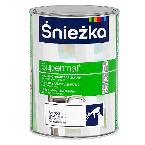 

Эмаль масляно фталевая Śnieżka SUPERMAL БЕЛАЯ 0,8л RAL9003