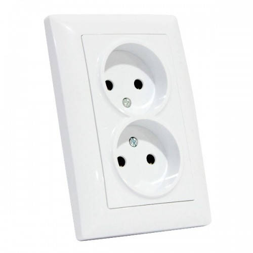 

Розетка двойная белая без заземления Tina Horoz Electric 112-005-0018-010