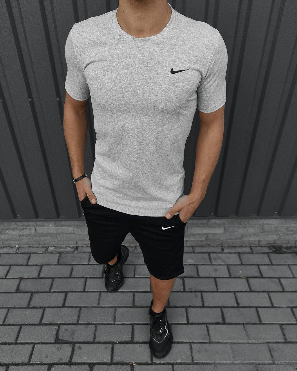 

Комплект летний мужской Nike футболка + шорты спортивные Серый, L