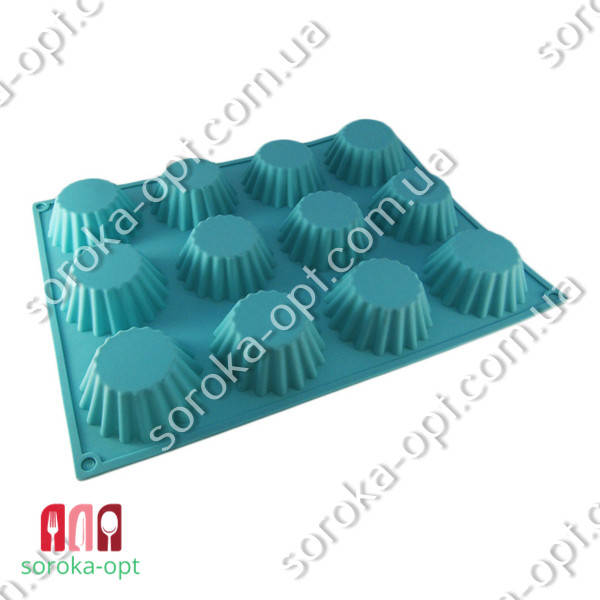 

ФОРМА СИЛИКОНОВАЯ "КЕКСЫ ШИРОКИЕ" ИЗ 12 ШТ, Разные цвета