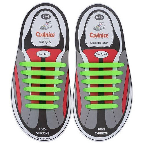 

Силиконовые шнурки Coolnice зеленые (6+6) 12 шт./комплект