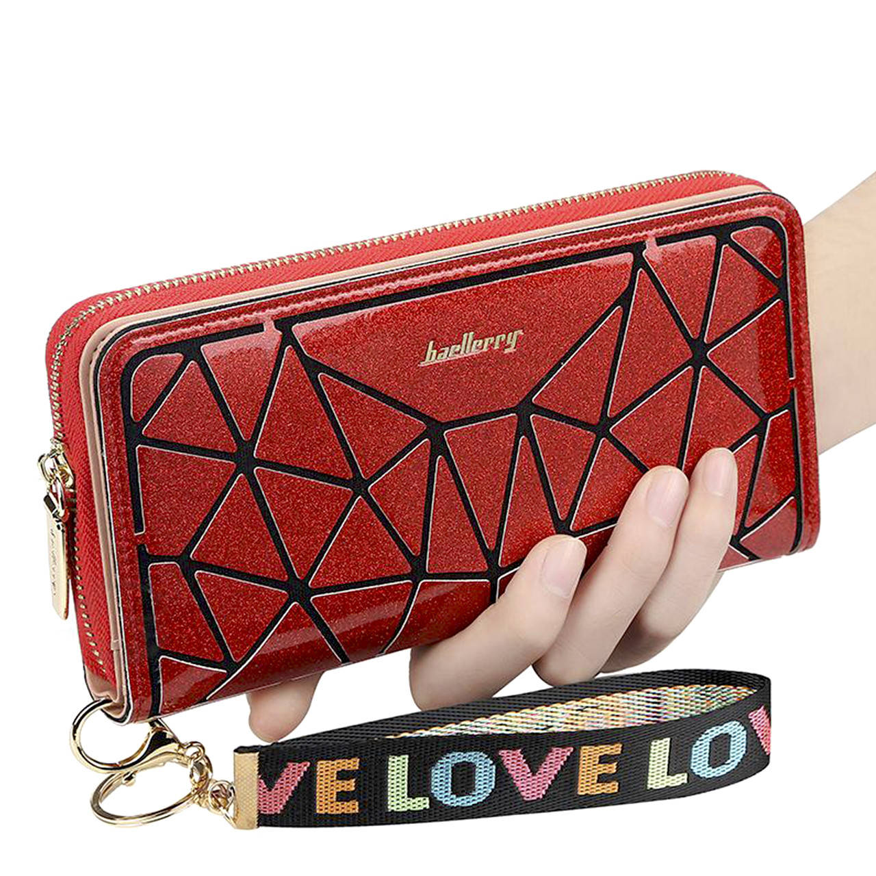 

Женский кошелек Baellerry N2823 Red портмоне для хранения денег карточек монет на змейке, Красный